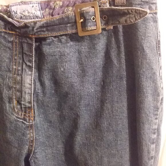 #094 April Cornell Women's 14 (XL) Denim Blue Jeans Wide Leg High-Rise - Picture 7 of 7